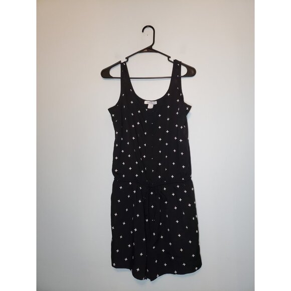 White House Black Market Pants - White House Black Market Womens 0 Romper Black Floral Embroidered Sleeveless